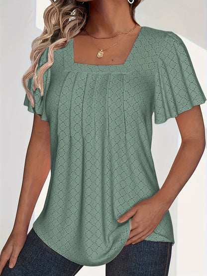 Plus size spring and summer fashionable and elegant hollow tops for women