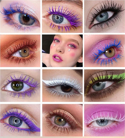 5D Mascara Makeup Waterproof Sweatproof Non-smudgy Slim Color Purple Blue White