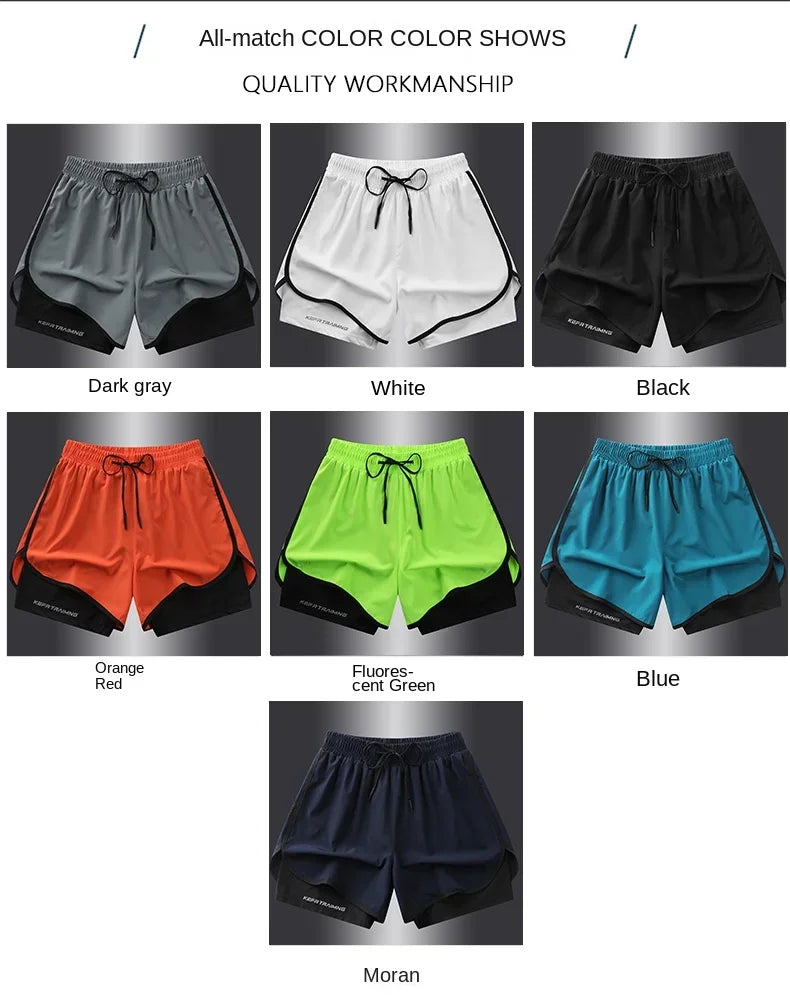 Sports Three Piece Pants Anti glare Double layered Sports Shorts for Men and Women