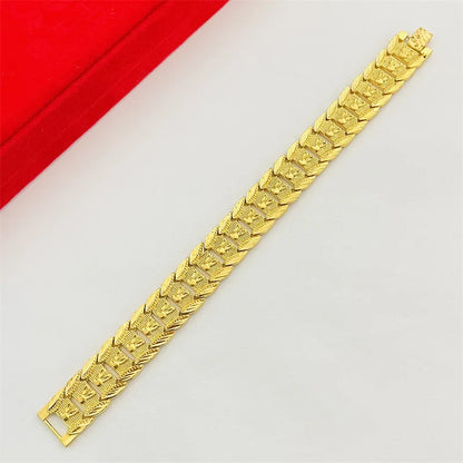 Luxurious design 9999 24K real gold zodiac rabbit bracelet flat hand jewelry accessories fashion watch chain