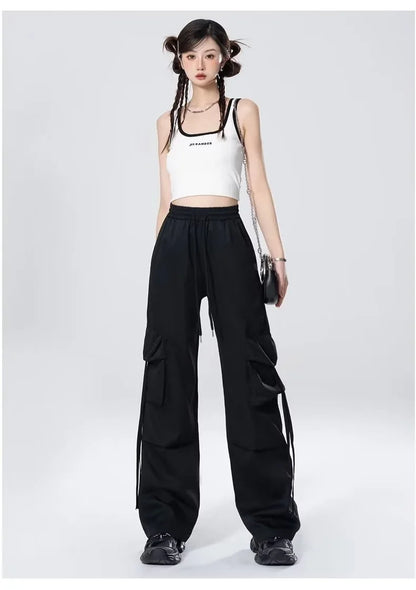 High-Waisted Cargo Pants Sweatpants Umbrella Design For Women
