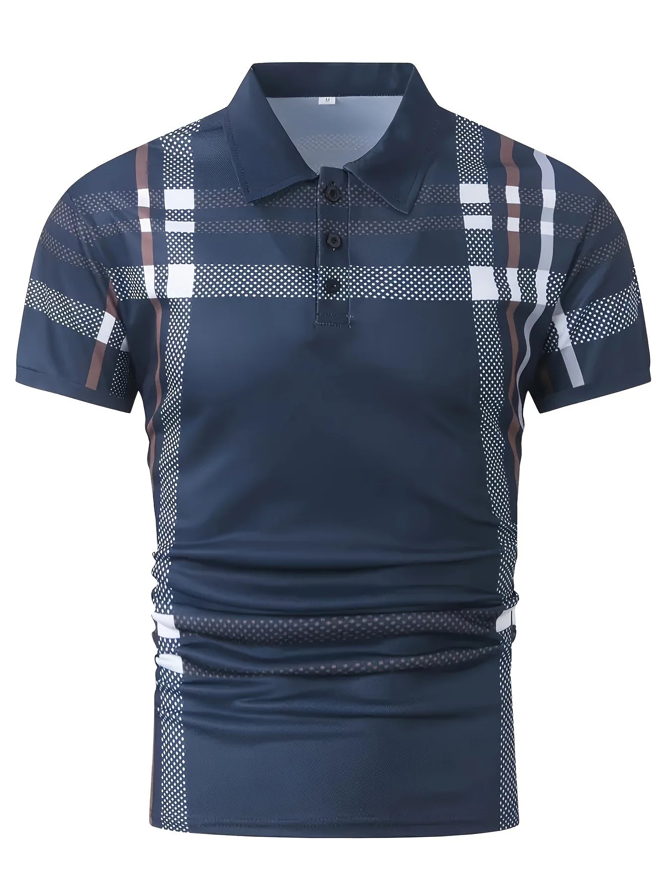 casual lapel polo shirt, men's fashionable versatile pullover short sleeved t-shirt Navy Blue United States