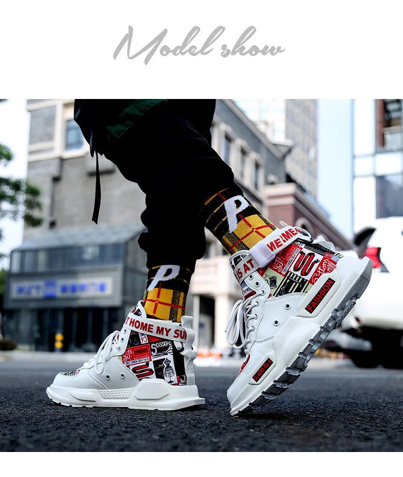 Men Shoes High Quality Sneakers Platform Breathable Lightweight Red Basket
