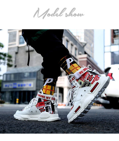 Men Shoes High Quality Sneakers Platform Breathable Lightweight Red Basket