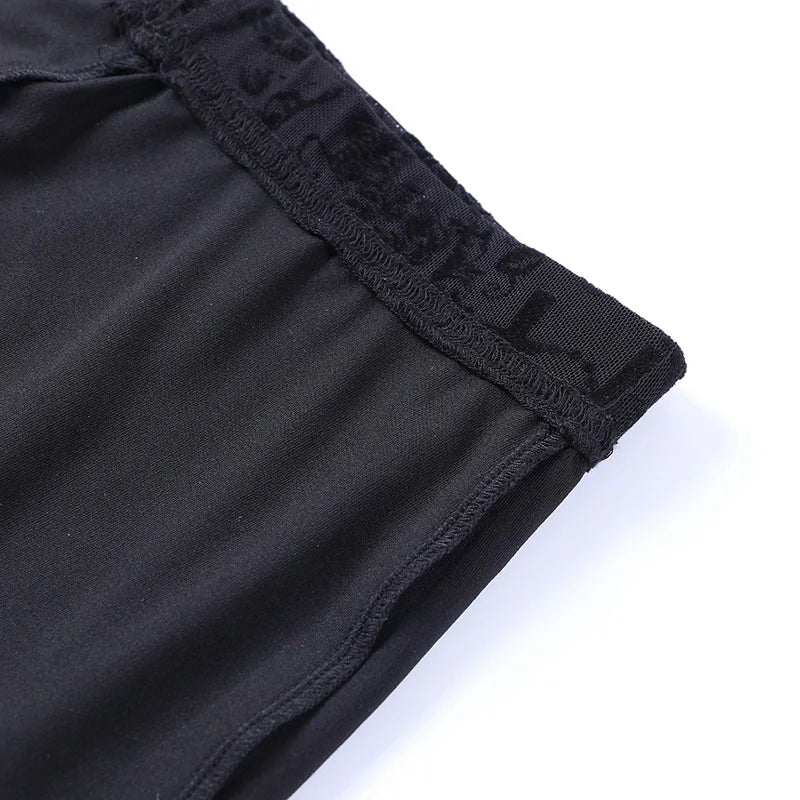 Goth Dark Gothic Flare Pants Grunge See Through Mesh High Waist Women