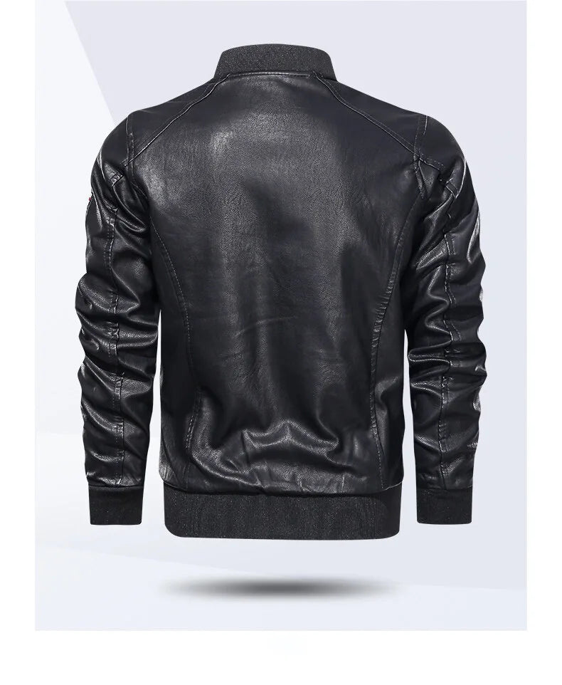 Men's Motorcycle Suit Leather jacket Color collar pilot casual PU leather jacket