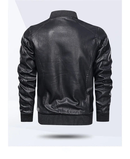 Men's Motorcycle Suit Leather jacket Color collar pilot casual PU leather jacket