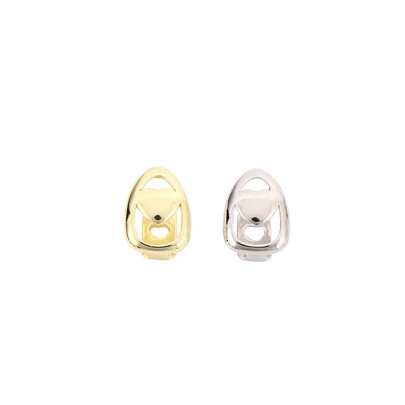 1PC Single Hip Hop Heart Pattern Teeth Grillz Removable Dental Grills Teeth Gold-color SILVER PLATED Gold-color-SILVER PLATED-