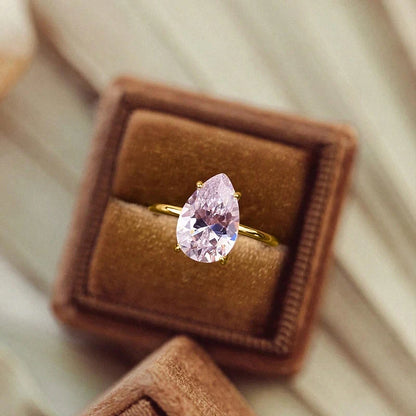 925 Sterling Silver 1-4 CT Simple Sparkling Pear Shape Zircon Ring For Women Engagement Wedding Luxury High Quality Fine Jewelry