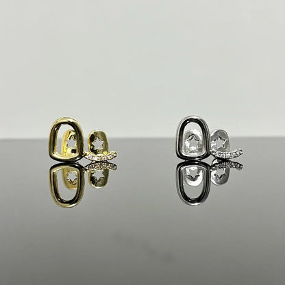 3PCS/Set Hollow Star Teeth Grillz Single Horizontal Bar Zircon Tooth Caps