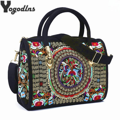 Women Shoulder Bag Handmade Embroidered Bohemia Handbag Large Capacity Canvas Shopping Tote
