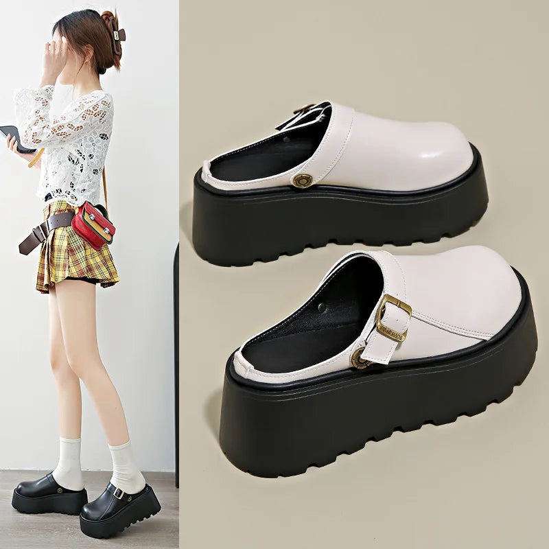 Thick Slippers Casual Shoes 1 Slip-on Baotou Half Slip-on Shoes