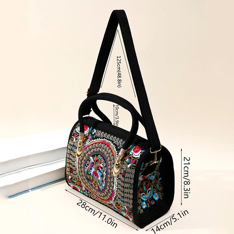 Women Shoulder Bag Handmade Embroidered Bohemia Handbag Large Capacity Canvas Shopping Tote
