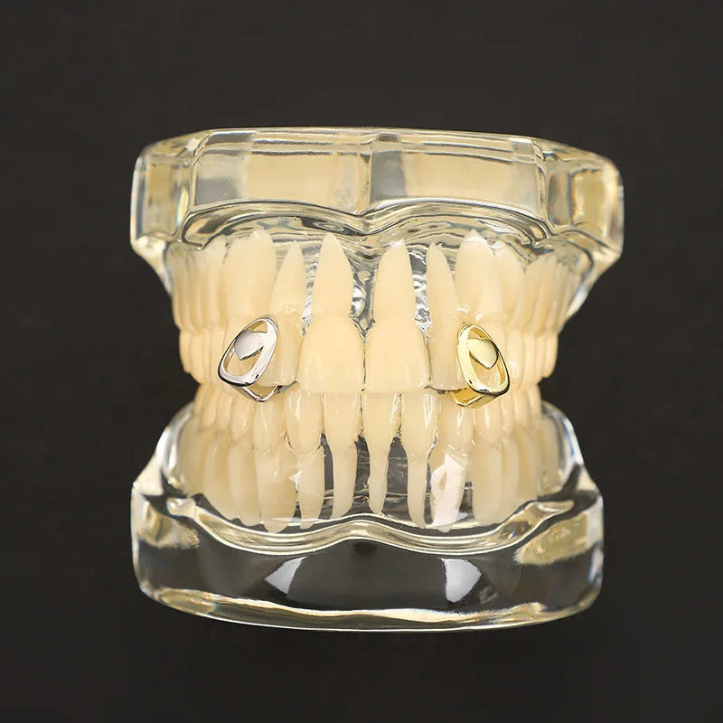 1PC Single Hip Hop Heart Pattern Teeth Grillz Removable Dental Grills Teeth Gold-color SILVER PLATED Gold-color-SILVER PLATED-
