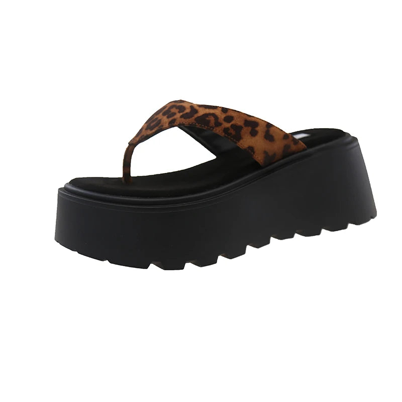 Thick Bottom Flip Flops Outdoor High Waist Seaside Beach Leisure Flip Flops Suede