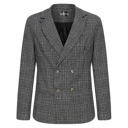 Men s Classic Plaid Print  Fit Blazer Jacket with Notched Lapel and Two Button Closure for Fall Fashion Comfort