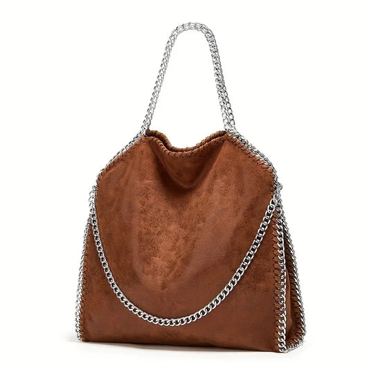 Chain Shoulder Bag, Large Capacity Tote Bag, Fashion Woven Hobo Bag For Women