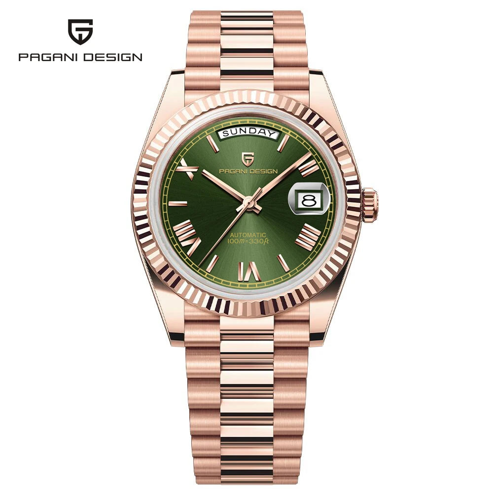 Rose Gold Luxury Automatic Watch For Men Mechanical Wristwatches Sapphire Mirror Clock Gift Man