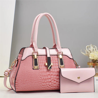 Luxury Brand Crocodile Women Tote Bag Bright Leather Women Handbag Purse