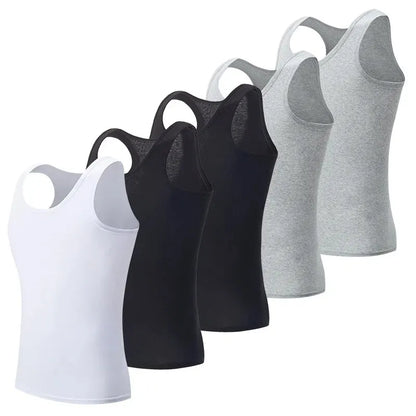 3/5 Pcs European plus-size men's cotton loose plus-size youth fitness sleeveless round neck