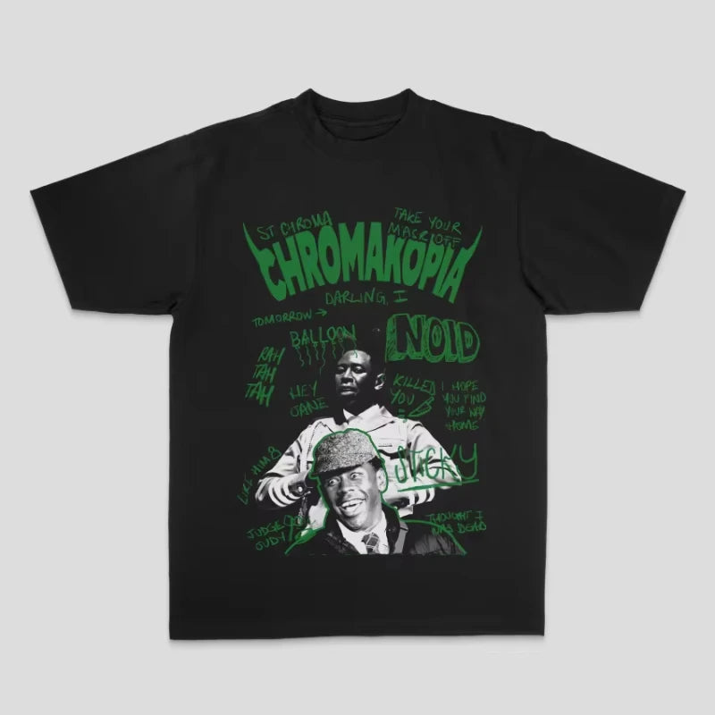 European and American Tyler The Cleator Creator Taylor Rap Hip Hop Top High Street Sporty Casual Men's T-shirt Couple Style Y2k