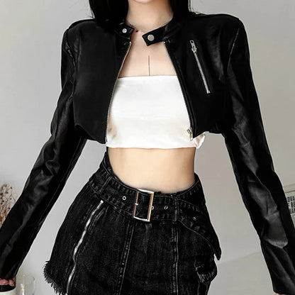 Rits Cyber Gothic Y 2K Crop Jacks Grunge Punk Stijl Faux
