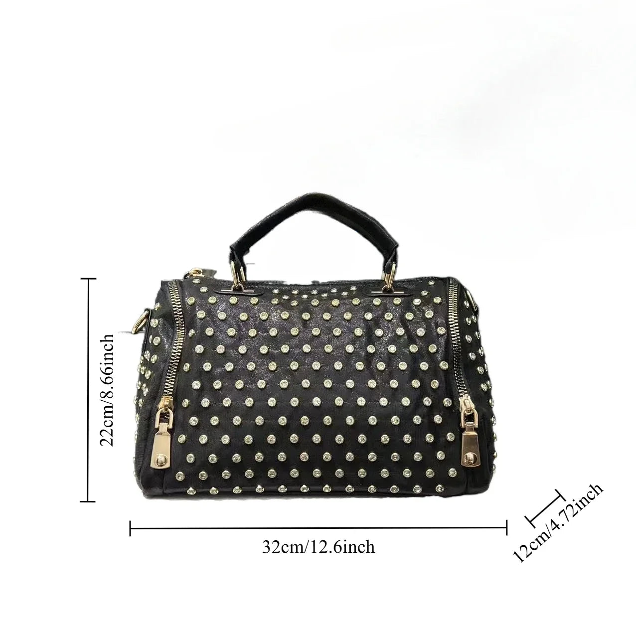 Ladies' diamond studded nylon tote bag with leopard pattern