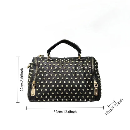 Ladies' diamond studded nylon tote bag with leopard pattern