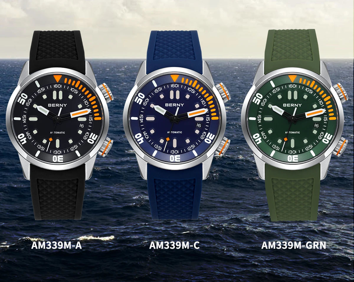 Automatic Dive Watch for Men Super Luminous Original Design 20 ATM Diver Wristwatch Sapphire