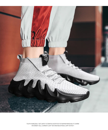 Mens High Top Fashion Sneakers Breathable Shoes Comfortable Sneakers Heighten Sports Shoes Men Lightweight