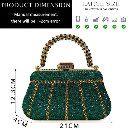 Exquisite Evening Bag With Diamond Design Fashion Handle Clutch Rhinestone Embellished Long Chain Bag