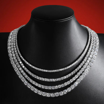 OEVAS 3MM/4MM/5MM/6.5MM Moissanite Tennis Necklace For Women Top Quality 100% 925 Sterling Silver Sparkling Party Fine Jewelry