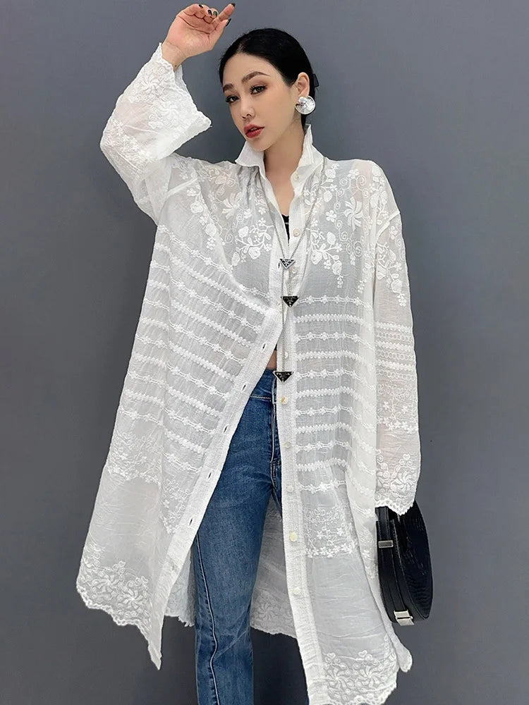 Long Sleeve Blouse Sunscreen Overcoat Trendy Casual Loose Women's Long Shirt