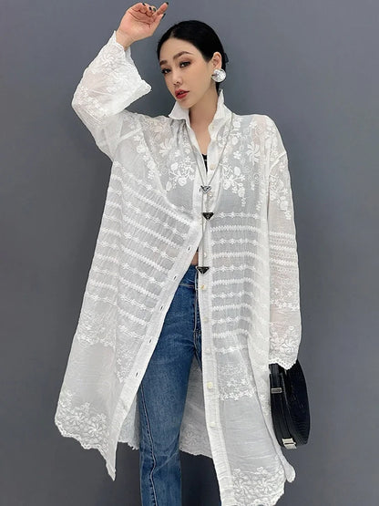Long Sleeve Blouse Sunscreen Overcoat Trendy Casual Loose Women's Long Shirt