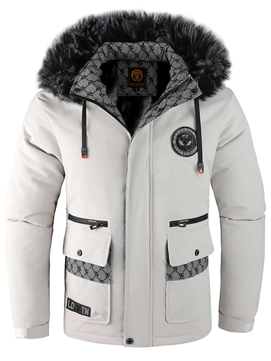 Men's Hooded Cotton Jacket Windproof Padded Cold Pure Color Simple