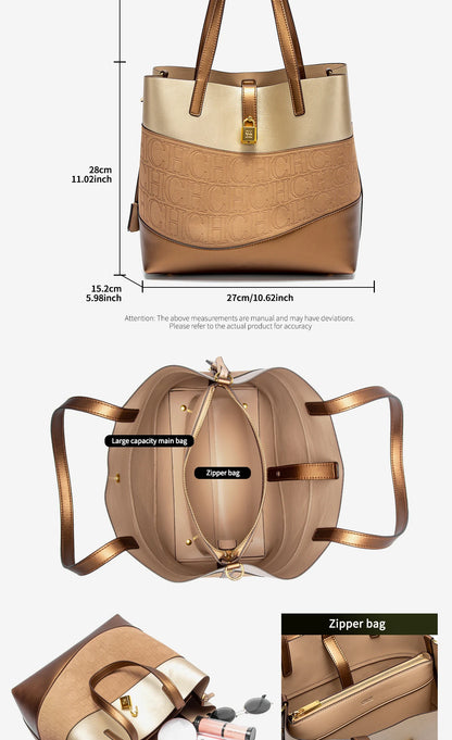 CHCH Women's Large Capacity Tote Bag Spring New Splicing Design Bag