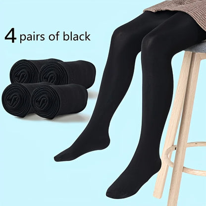 4 Pairs of Children's Pantyhose Black Leggings Dance Socks