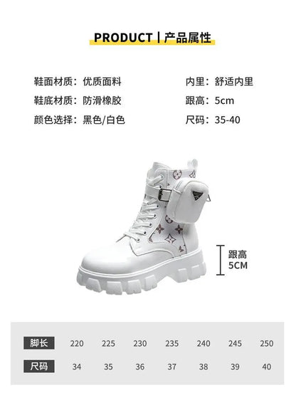 BLACK and White Ankel Boots Goth Platform Boots Snow Booties Woman