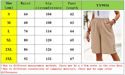 2025 new shorts, cropped pants, cross-border European and American women's clothing, solid color casual pants, straight leg pant