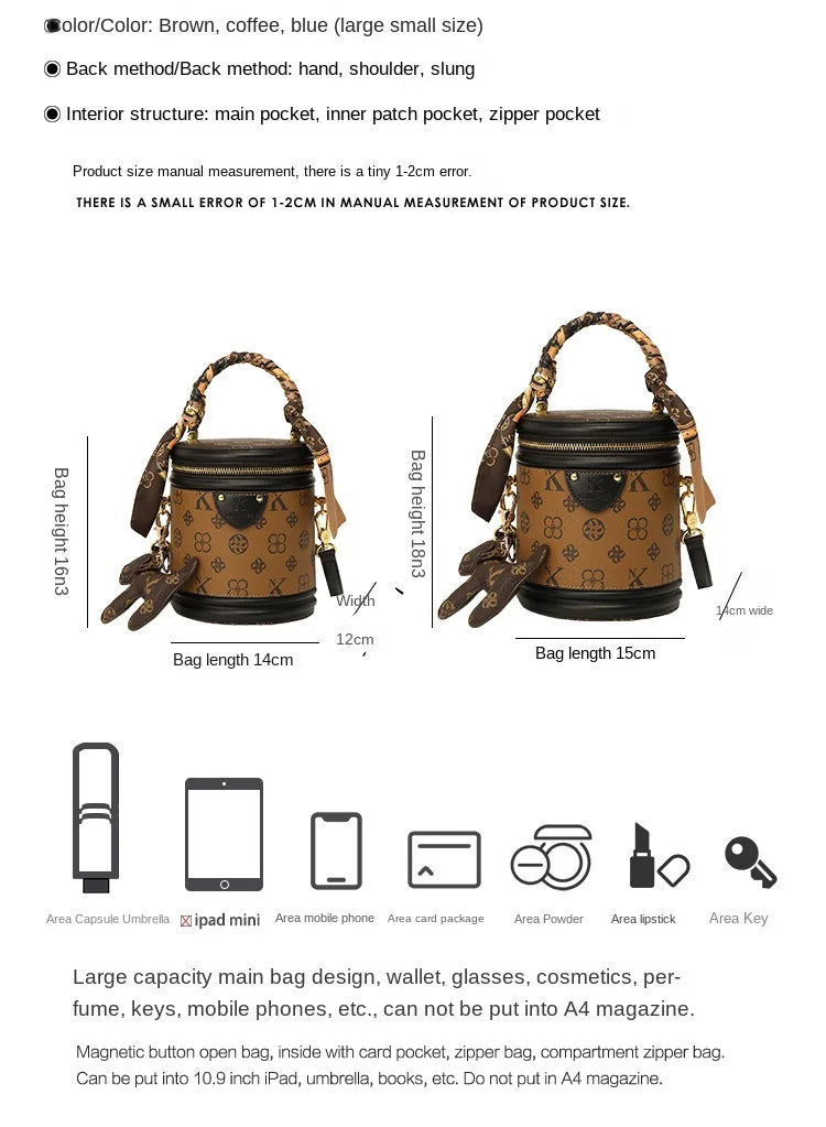 Light luxury brand women's handbag high-end sense contrasting color shoulder bag bucket bag