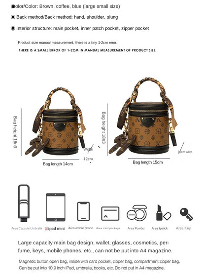 Light luxury brand women's handbag high-end sense contrasting color shoulder bag bucket bag