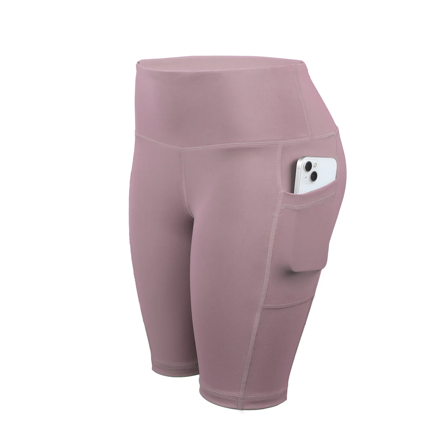 Solid Yoga Shorts with 3 Pockets High Waist Butt Lifting Elastic Cycling Shorts Activewear