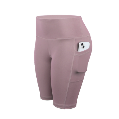 Solid Yoga Shorts with 3 Pockets High Waist Butt Lifting Elastic Cycling Shorts Activewear