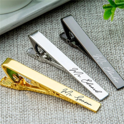 New Stainless Steel Tie Clip Bar Custom Name Tie Clips Christmas Jewelry DIY Engraved LOGO