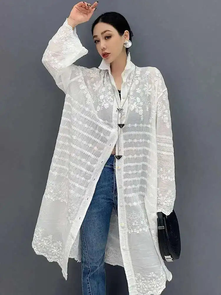 Long Sleeve Blouse Sunscreen Overcoat Trendy Casual Loose Women's Long Shirt
