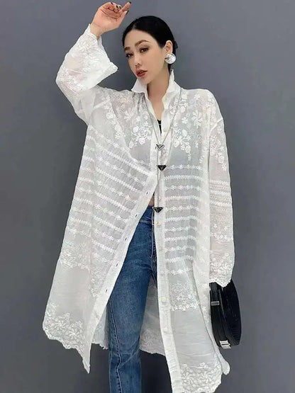 Long Sleeve Blouse Sunscreen Overcoat Trendy Casual Loose Women's Long Shirt