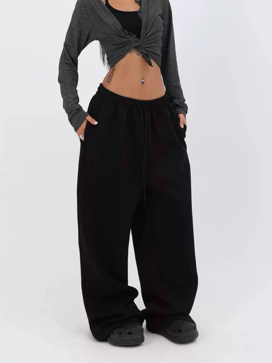Y2K Baggy Pants Pocket Elastic Waist Oversized Wide Leg Pant Casual Streetwear