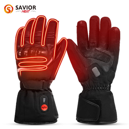 Savior Heat 100% Waterproof Motorcycle Gloves  Riding Heating Gloves With Bettery Warmer Hand Joints Leather