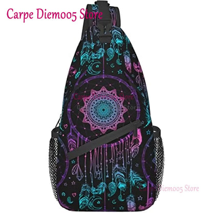 Sling Bag Watercolor Boho Dreamcatcher Daypack Crossbody Shoulder Backpack