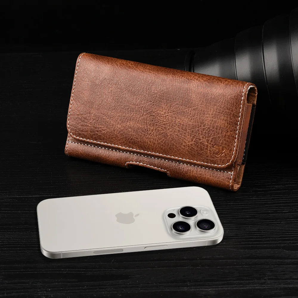 Universal wallet cellphone case belt mobile phone Holster 4.7/5.5/6.3 inch retro leather magnetic pouch